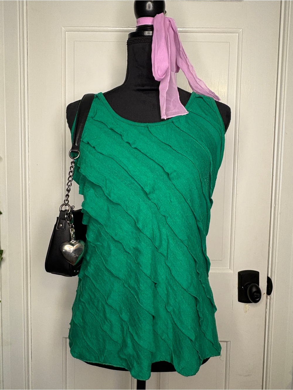 BCX Vibrant Green Ruffled Tank Top